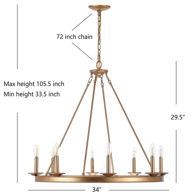 Contemporary Gold Painted Minimalist Metal Circle Chandelier