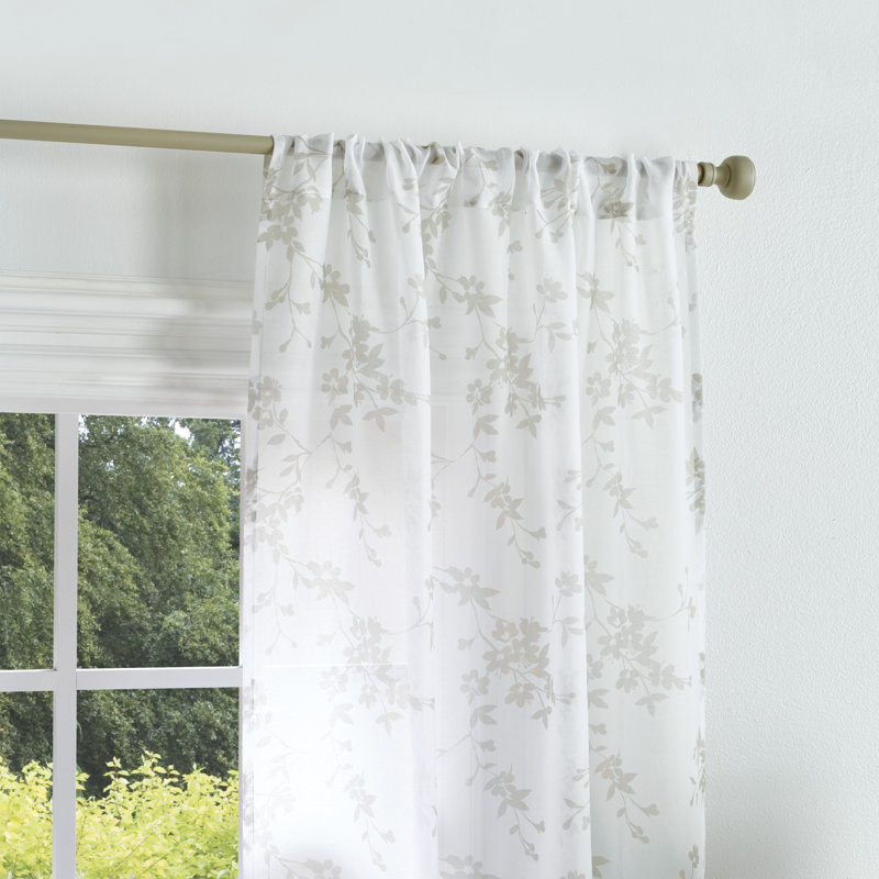 Bellefield Floral Sheer 95" Linen Rod Pocket Curtain Panels