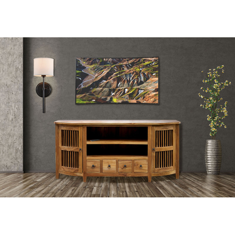 Perla 69'' Eco Teak Sideboard with Slatted Doors and Storage