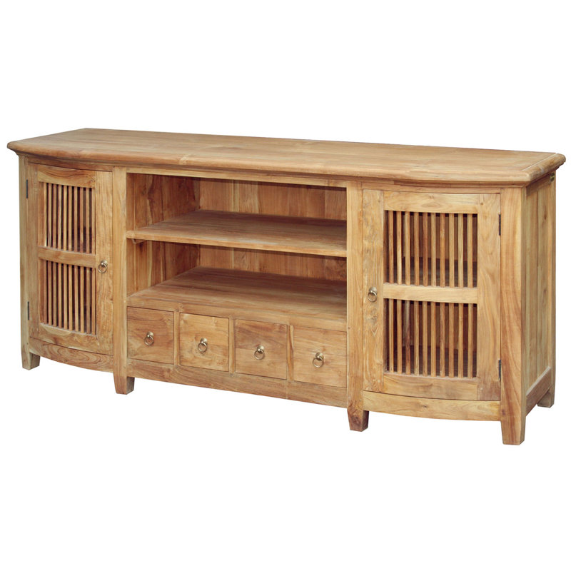 Perla 69'' Eco Teak Sideboard with Slatted Doors and Storage