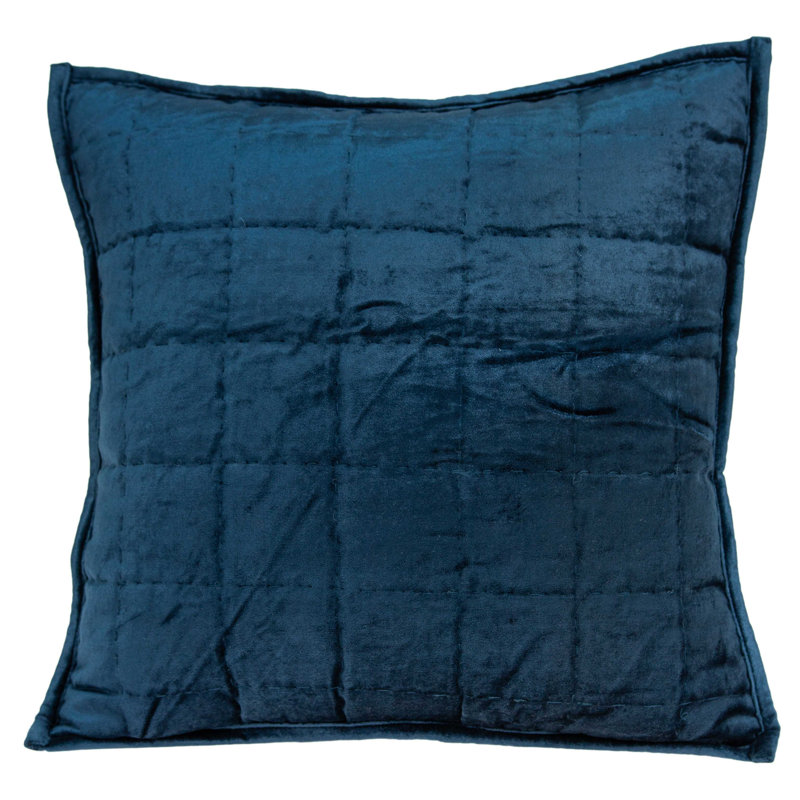 Navy Blue Quilted Cotton Blend Square Pillow
