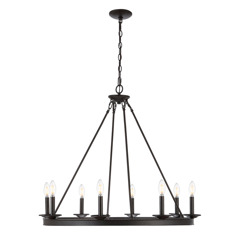 Oil Rubbed Bronze 8-Light Wagon Wheel Chandelier