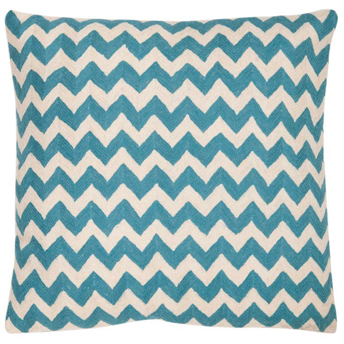 Blue Rain Embroidered Cotton Square Throw Pillow Set