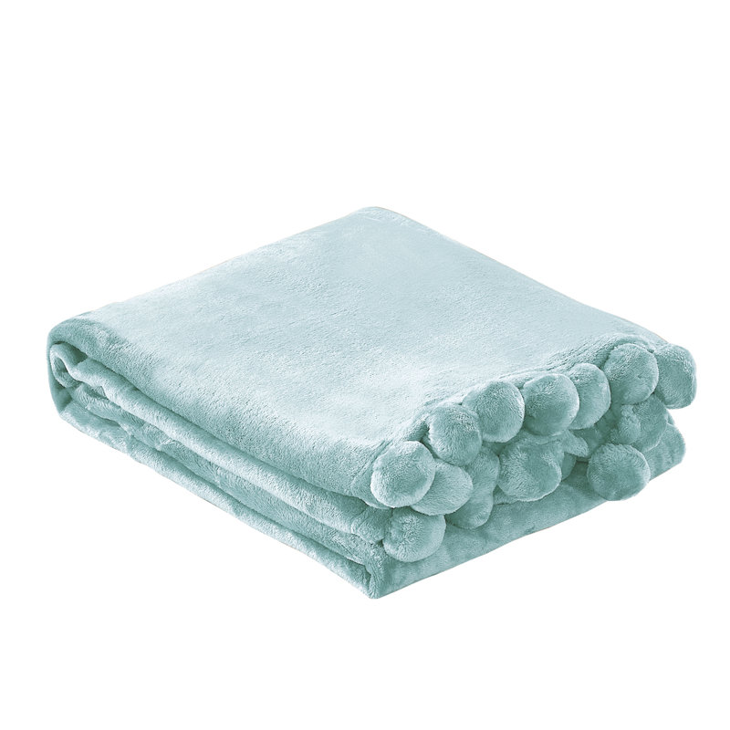 Harbor Grey Sherpa Fleece Kids' Pom Pom Throw Blanket 50" x 60"