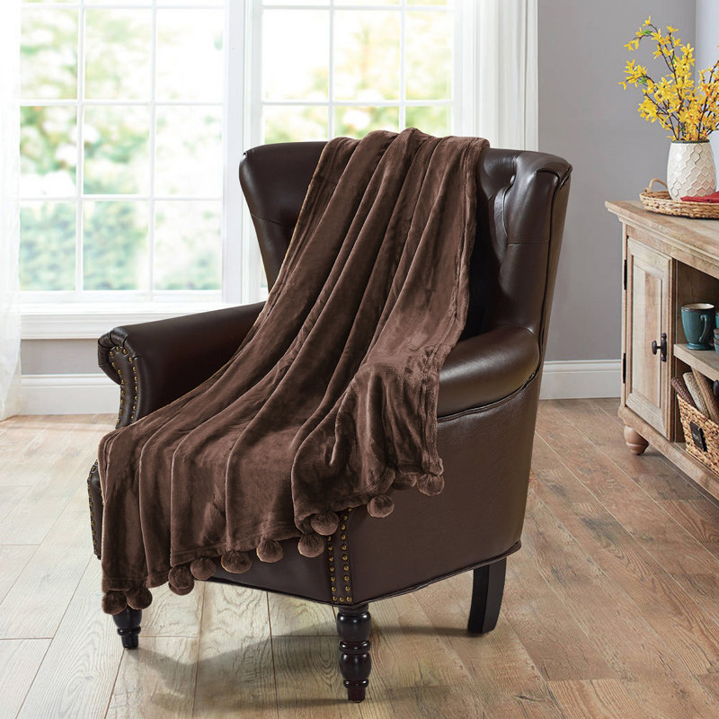 Chocolate Fleece Sherpa Reversible Kids Throw Blanket 50" x 60"