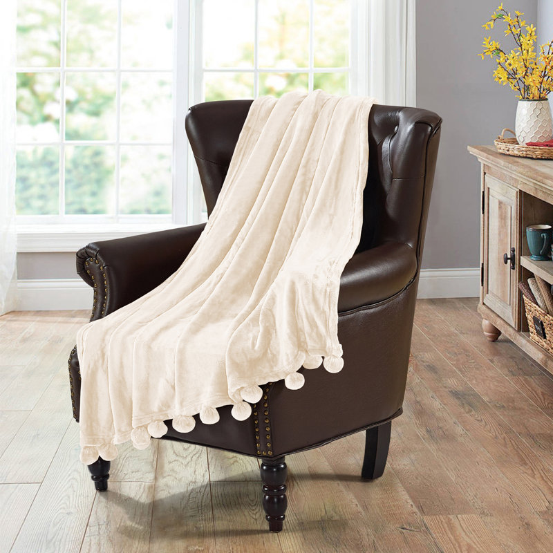 Antique White Fleece Sherpa Reversible Kids Throw Blanket