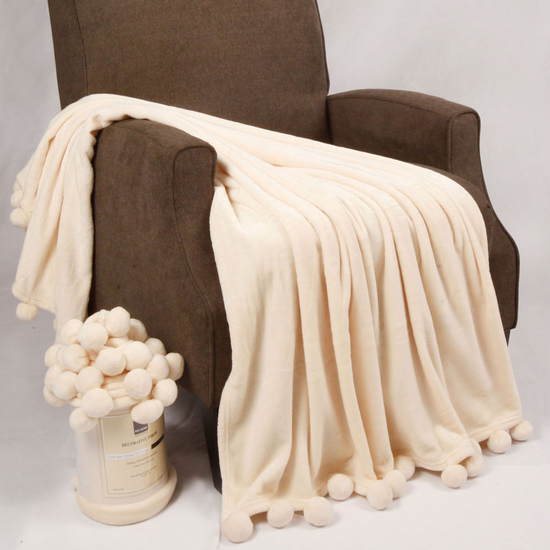 Antique White Fleece Sherpa Reversible Kids Throw Blanket