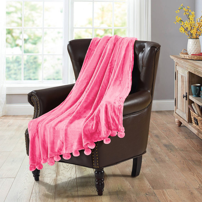 Kids Reversible Fleece Sherpa Blanket in Festival Fuchsia