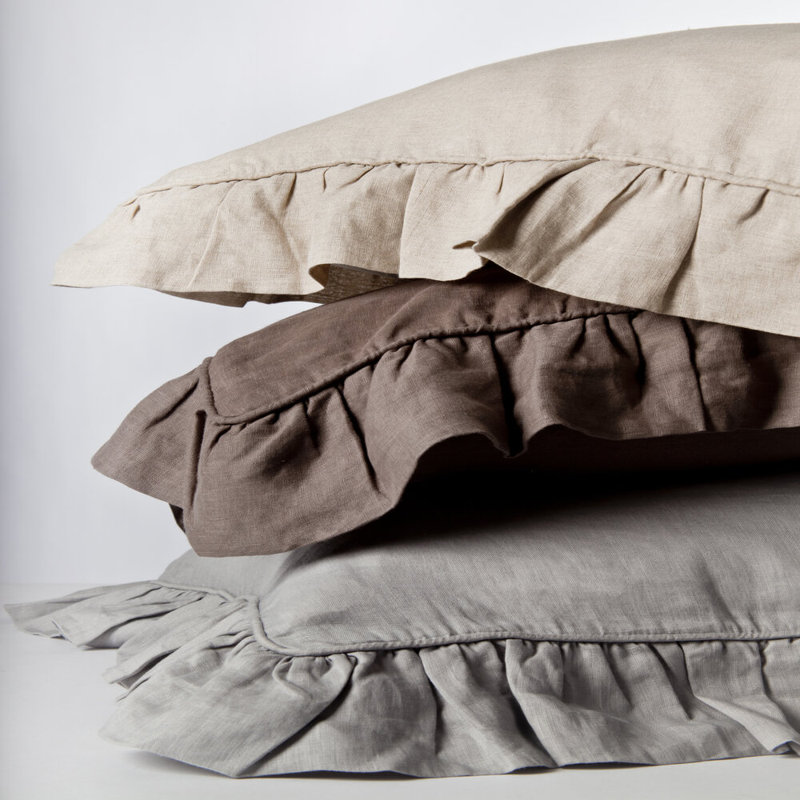 Standard White Cotton Ruffled Cottagecore Pillow Sham