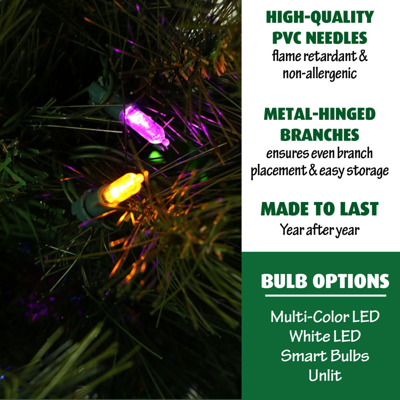 6.5-Ft Green Pine Christmas Tree with Multicolor LED Lights