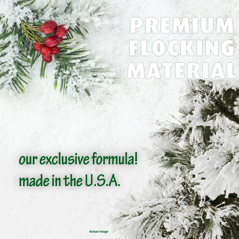 9 ft Snowy Pine Flocked Artificial Christmas Tree with Multi-Color LED Lights