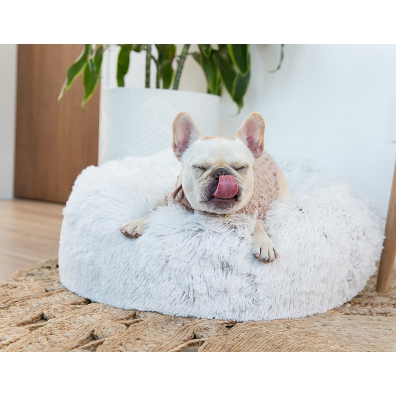 Small White Faux Fur Orthopedic Elevated Pet Bed