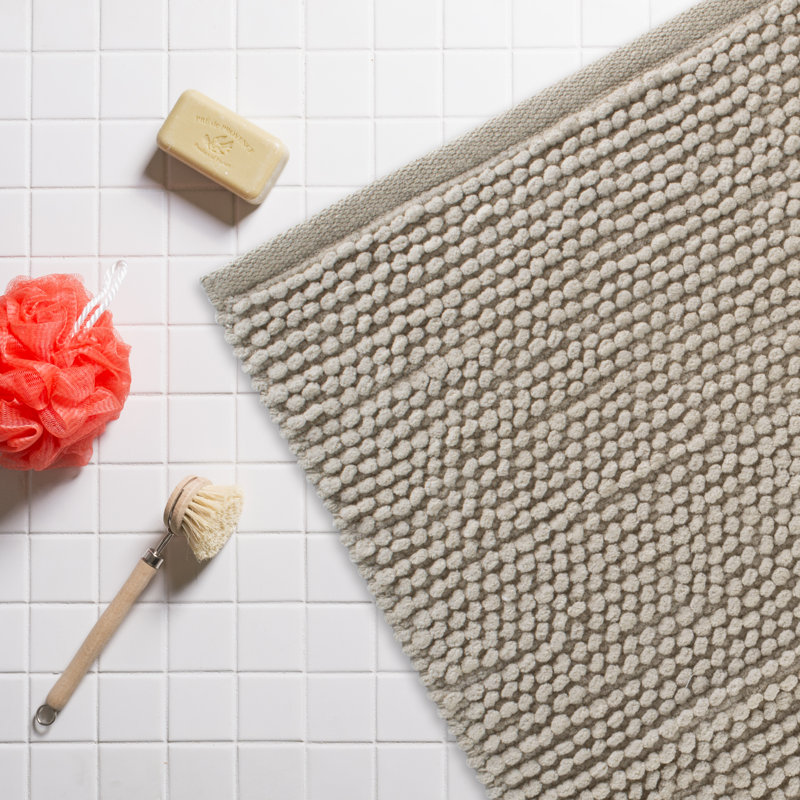 Taupe Chunky Popcorn Cotton Blend Bath Mat 17x24