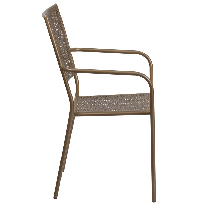 Gold Rain Flower Indoor-Outdoor Steel Stackable Patio Chair