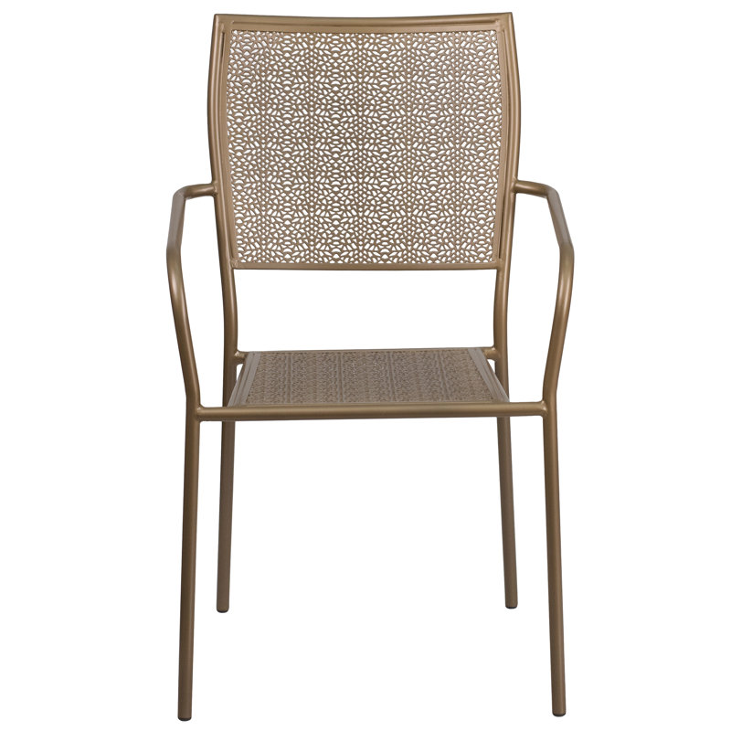 Gold Rain Flower Indoor-Outdoor Steel Stackable Patio Chair