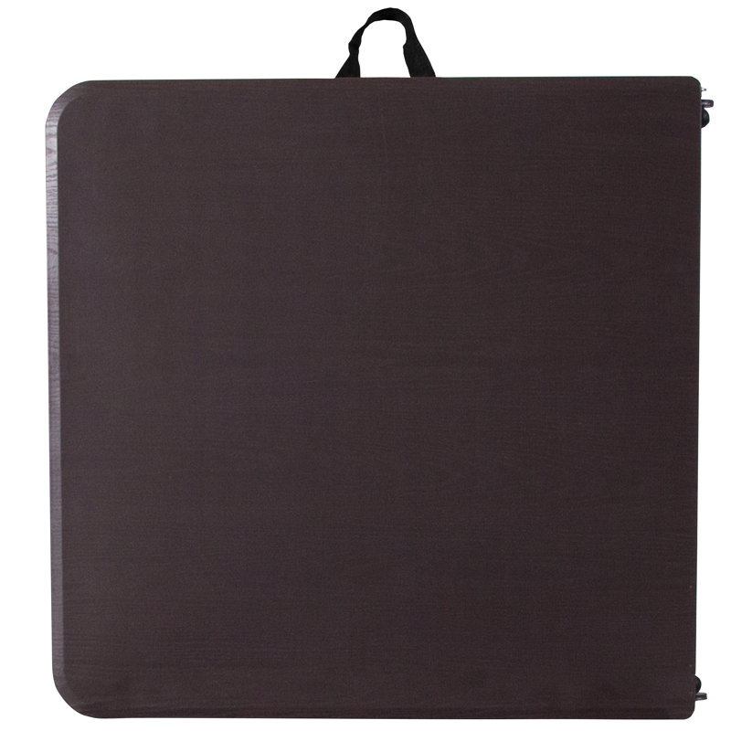 Adjustable Gray Metal and Brown Plastic Bi-Fold Portable Table