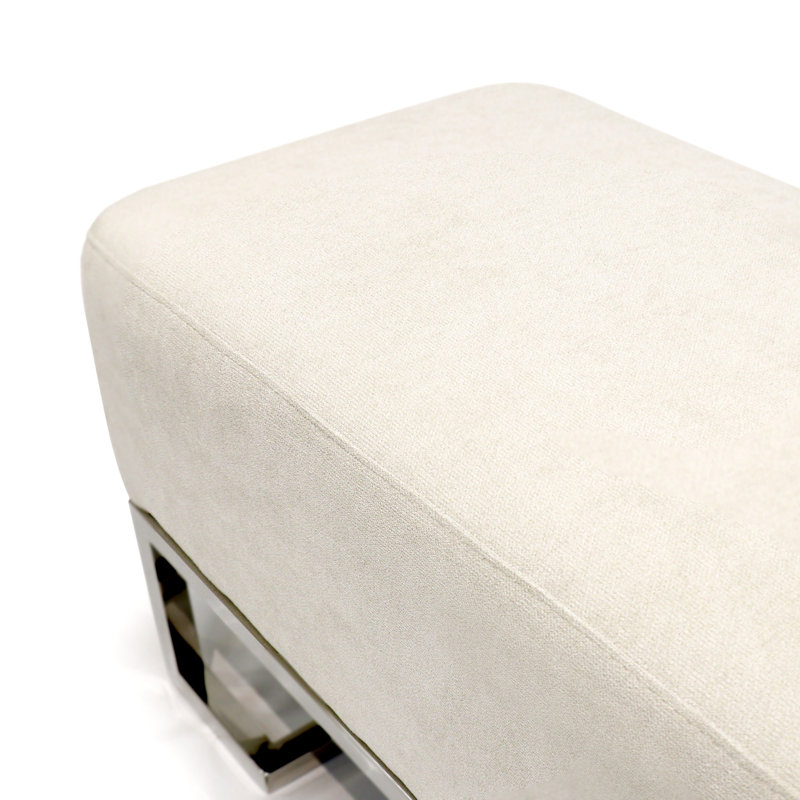 Luxe Ivory Polyester Blend 48'' Upholstered Bench