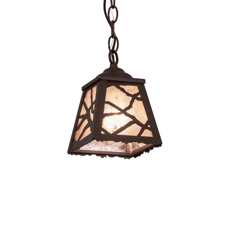 Oak Branch Geometric Mini-Pendant with Silver Mica Shade