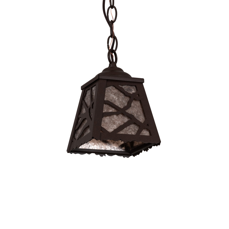 Oak Branch Geometric Mini-Pendant with Silver Mica Shade