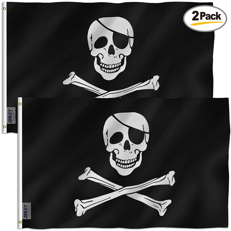 Jolly Roger Black and White Polyester House Flag