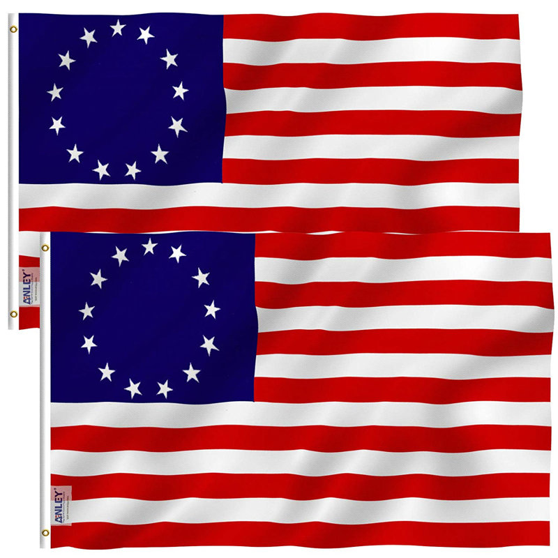 Patriotic 3x5 Foot Red and Blue Polyester House Flag Set