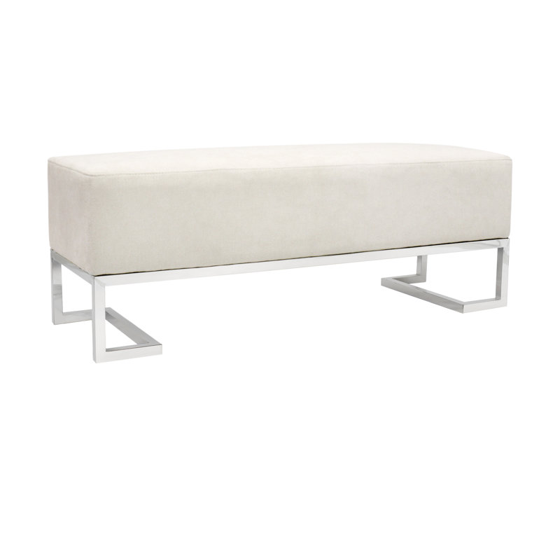 Luxe Ivory Polyester Blend 48'' Upholstered Bench