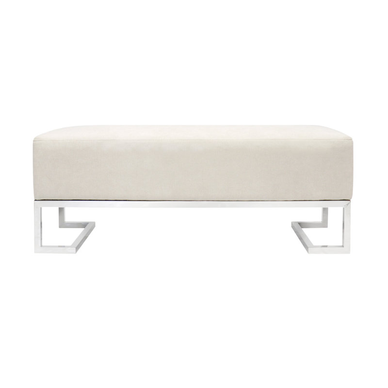 Luxe Ivory Polyester Blend 48'' Upholstered Bench