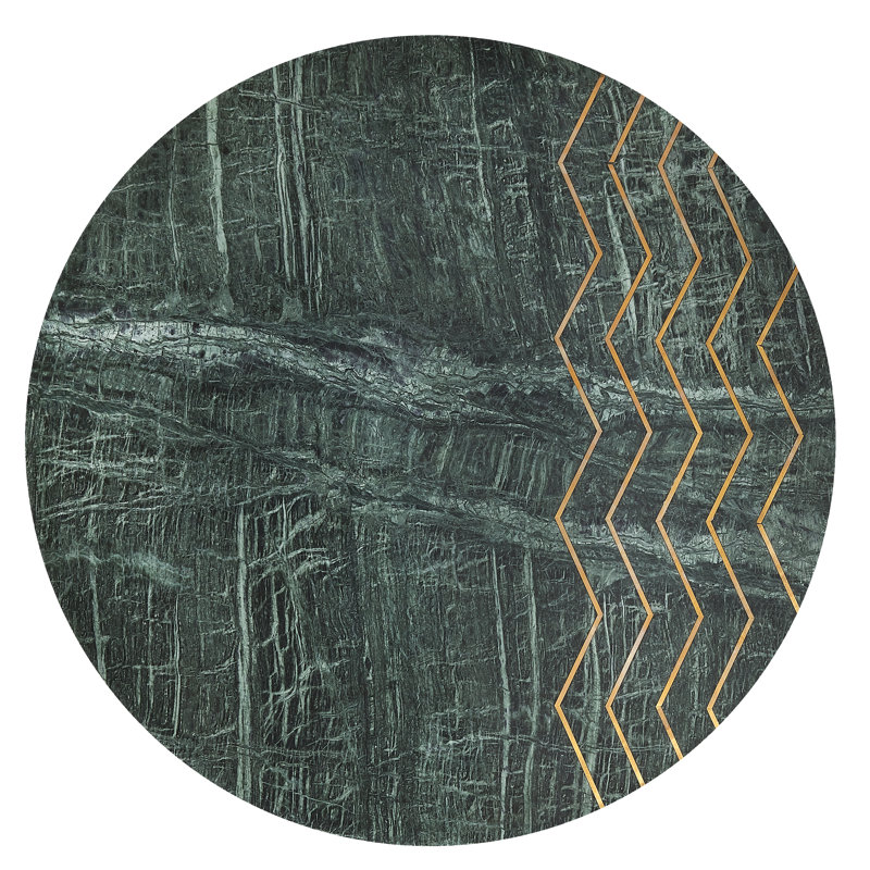 Green Marble and Brass Round Side Table