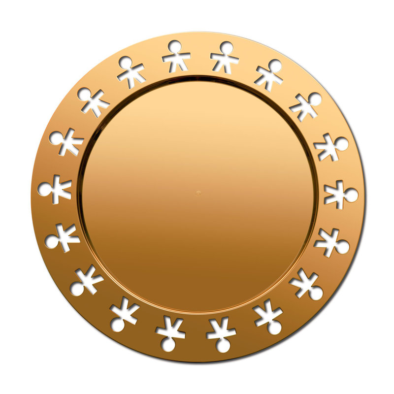 Gold-Plated Round Stainless Steel Coffee Table Tray