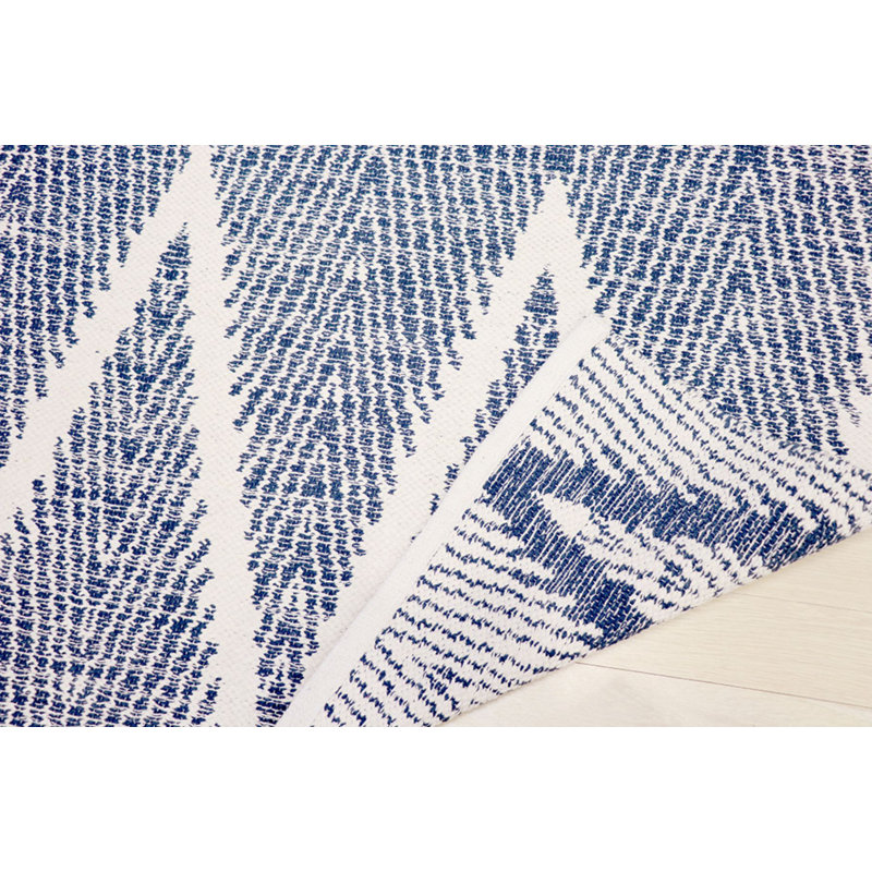 Navy Simplicity Hand-Woven Cotton Chevron 9' x 12' Rug