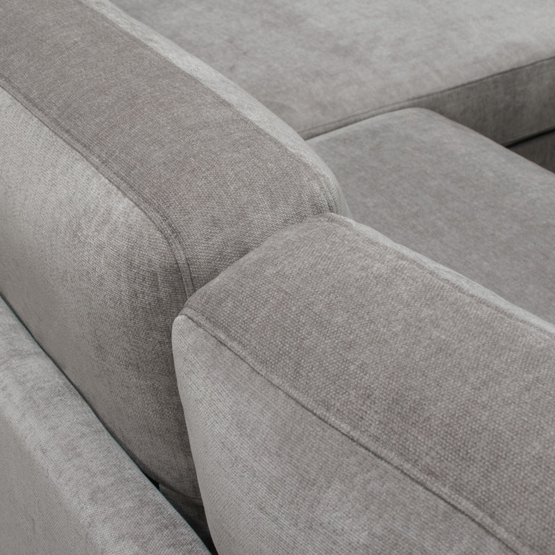 Luxe Gray Polyester 2-Piece L-Shaped Sectional with Square Arms
