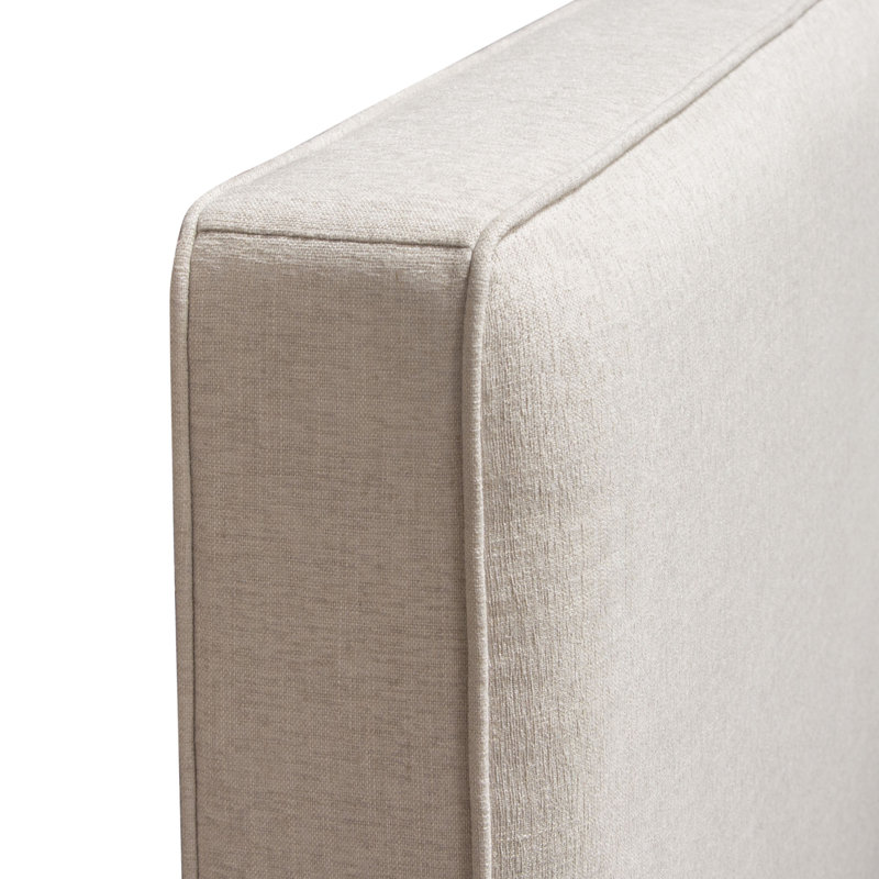 Contemporary Sand Fabric Low Profile Queen Bed with Wood and Metal Frame