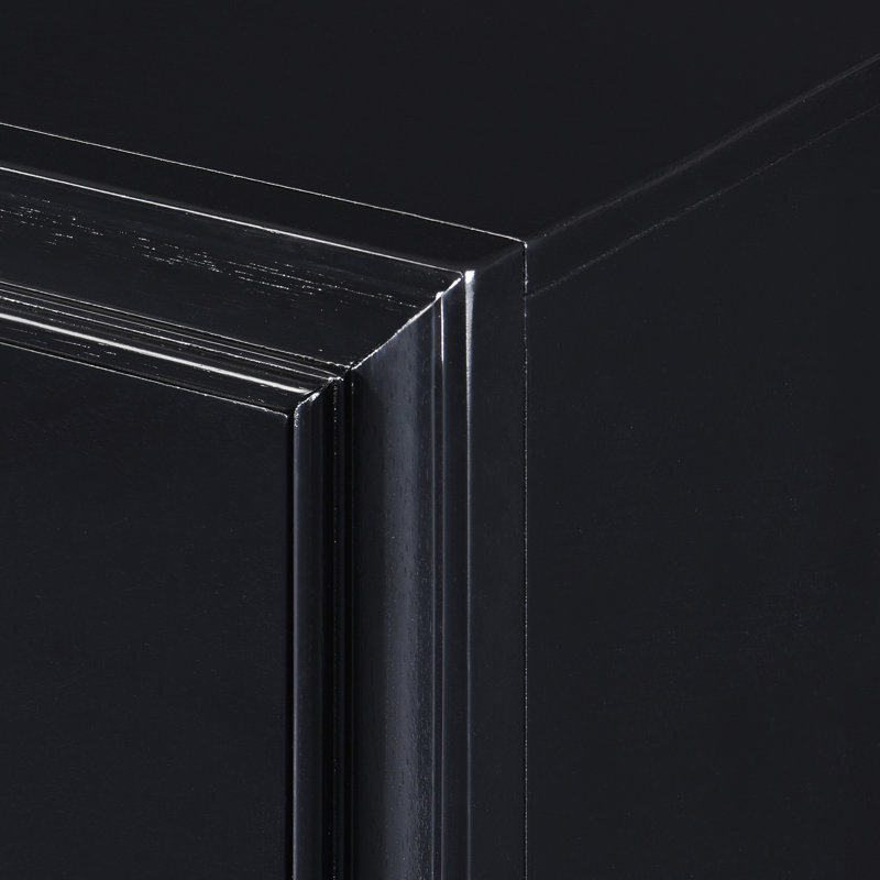 Black Wood 2-Drawer Nightstand with USB Ports