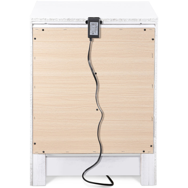 Edmond Traditional White 3-Drawer Nightstand with USB Charging