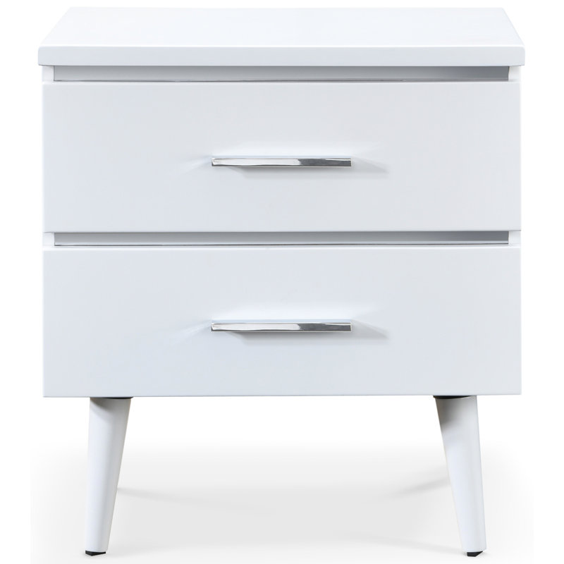 Lennox White Wood and Metal 2-Drawer Nightstand