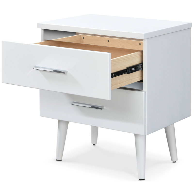 Lennox White Wood and Metal 2-Drawer Nightstand