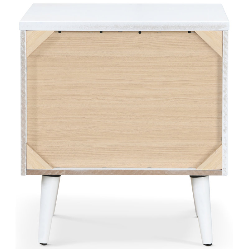 Lennox White Wood and Metal 2-Drawer Nightstand