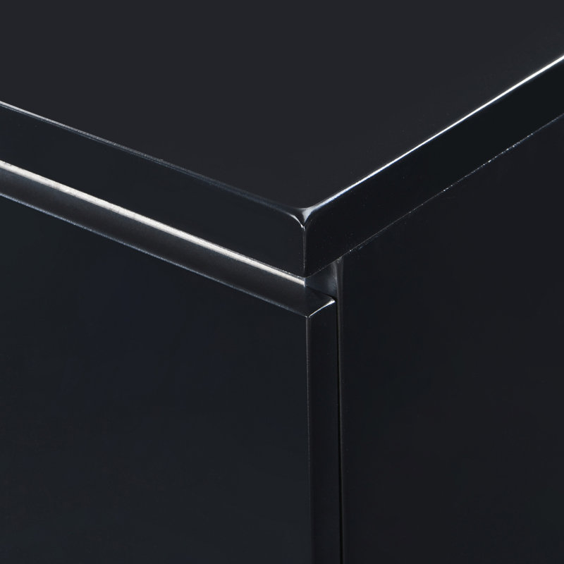 Belmont 3-Drawer Black Nightstand with Chrome Accents