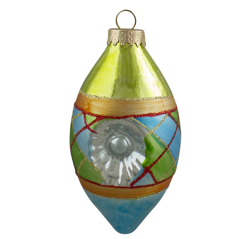 Retro Multi-Color Glass Finial Christmas Ornament Set