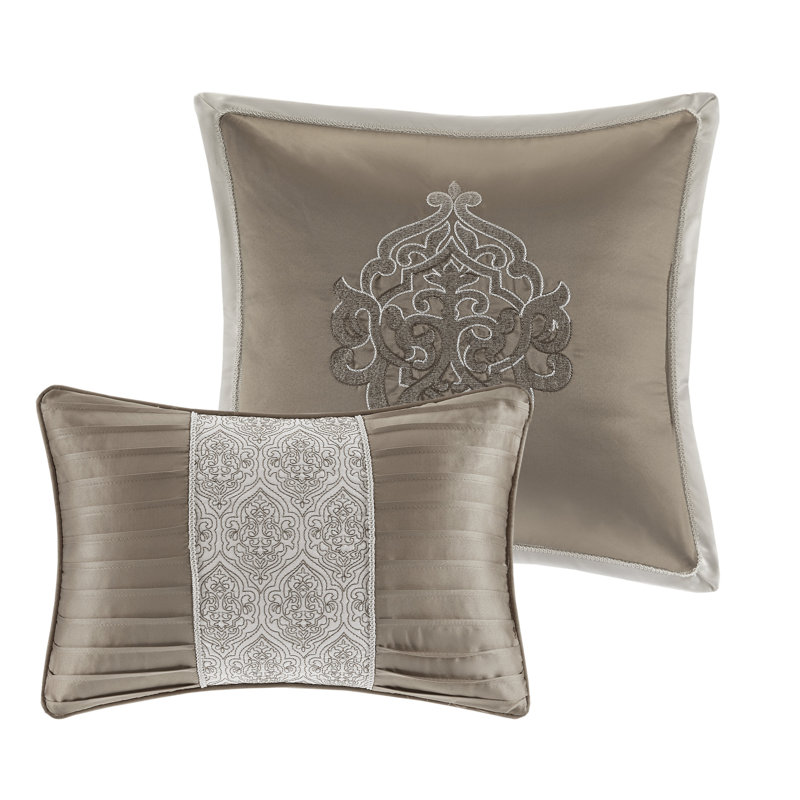 Tan Microfiber California King 8-Piece Comforter Set with Graphic Detail