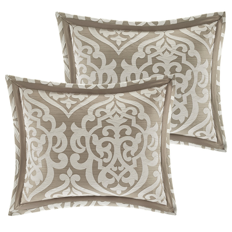 Tan Microfiber California King 8-Piece Comforter Set with Graphic Detail