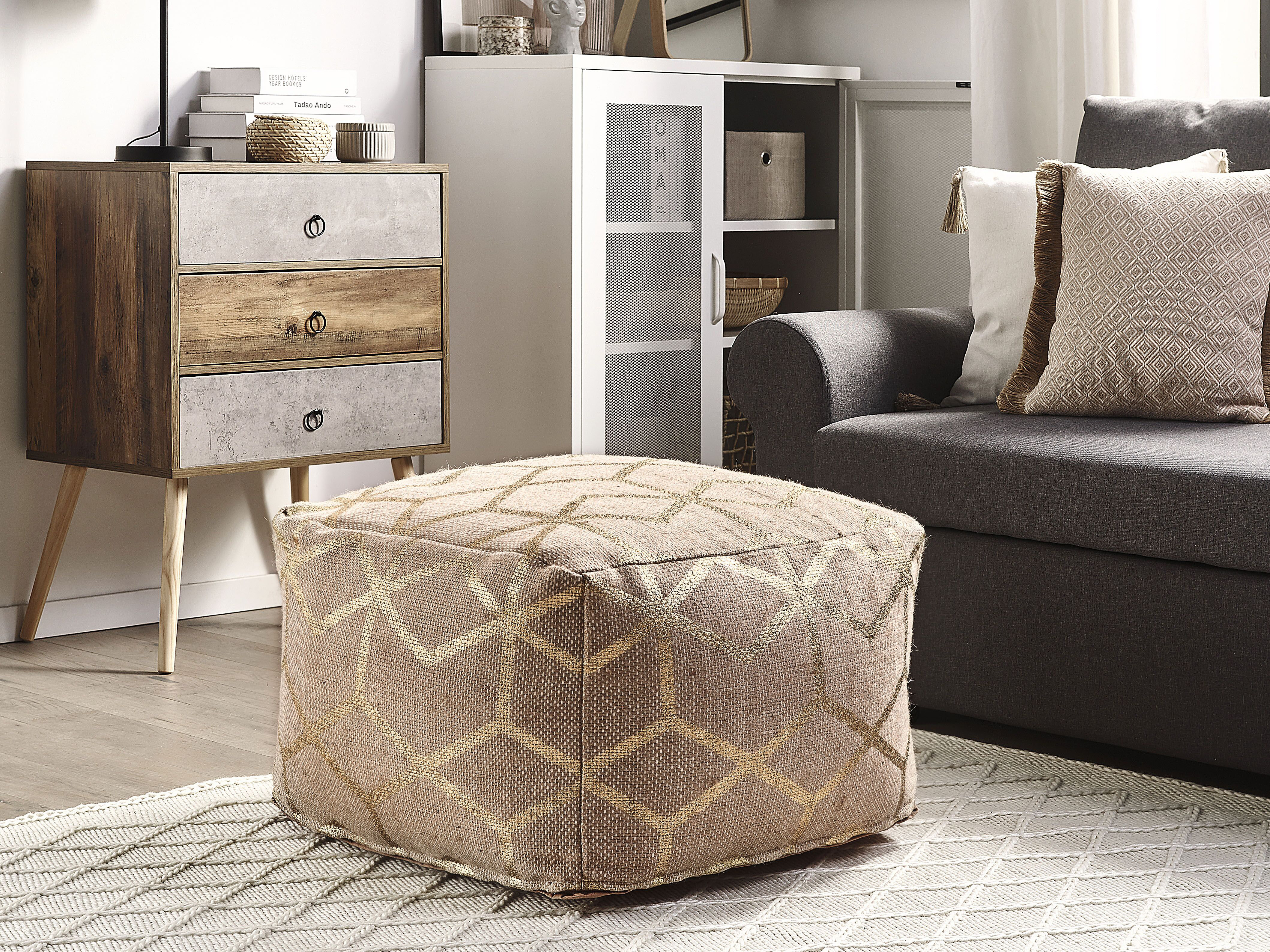 Latitude Run Langara 56cm Wide Square Geometric Pouffe Ottoman