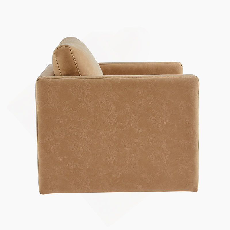 Philomena Dayna Vegan Leather Arm Chair, Honey Vegan Leather