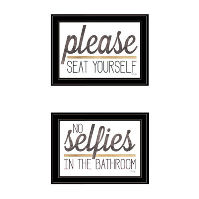 «No Selfies When Seating», art mural 2 pièces pour salon, décoration murale par Marla Rae