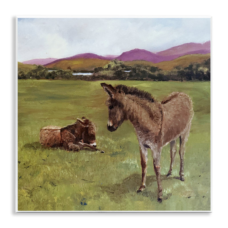 Plaque murale Donkey Duo in Pasture, design par Patricia Reynolds