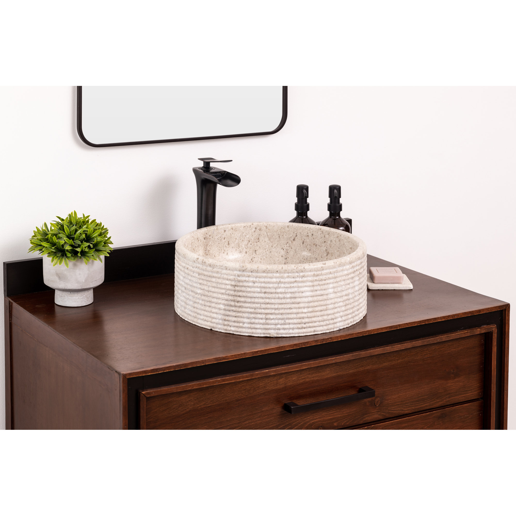 Bolo Stone Circular Vessel Bathroom Sink