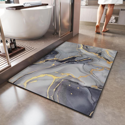 Tapis de bain antidérapant antidérapant sous la porte, envers en caoutchouc à séchage rapide et tapis de bain super absorbant