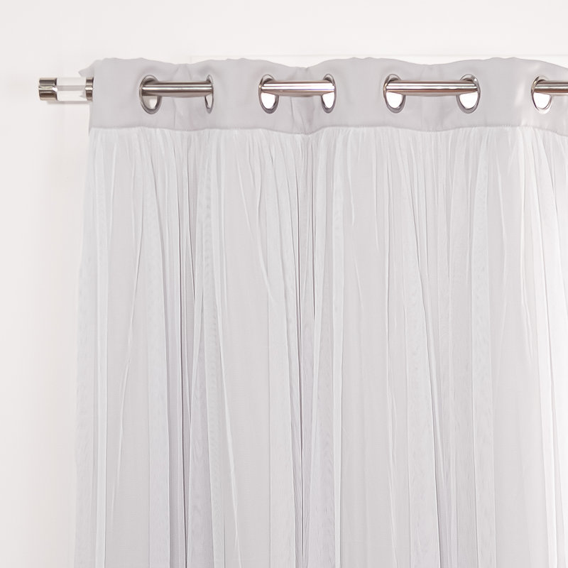 Rideau occultant en polyester Fortuna, Gris clair