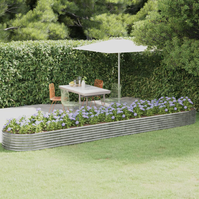 Garden Raised Bed Powder-coated Steel, silver, 36cm H x 507cm W x 100cm D