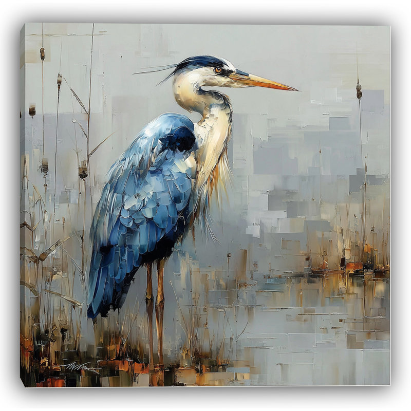 «Graceful Blue Heron» par The Reeds - art mural sur toile tendue, H 20 po x l 20 po